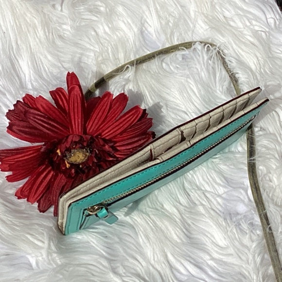 Kate Spade Aqua Blue Snap Close Bi Fold Wallet - Picture 5 of 8